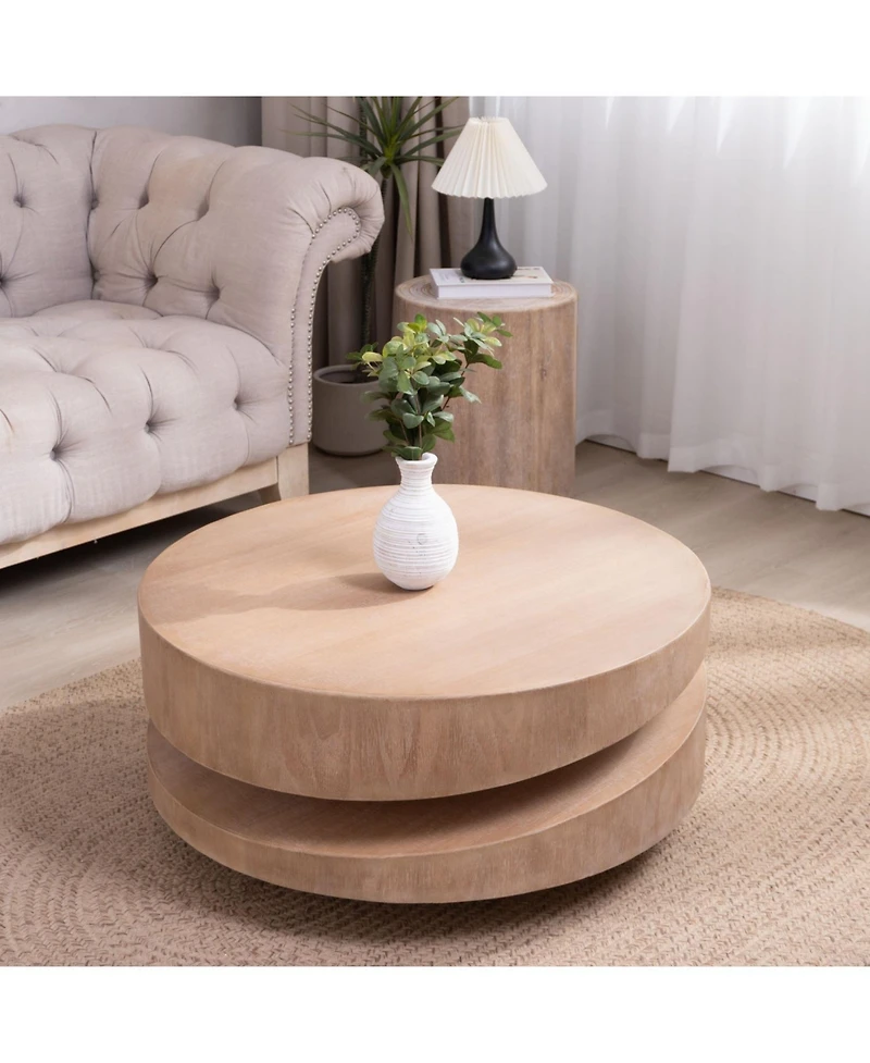 Streamdale Furniture Modern Round Wood Coffee Table - Natural Finish