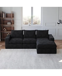 Streamdale Furniture 99" Corduroy Sectional Sofa with Chaise & 3 Pillows