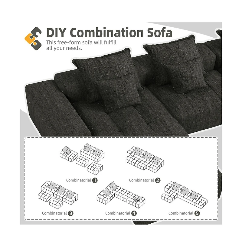 Streamdale Furniture Streamdale Modern Oversized Chenille Sectional Sofa with 6 Pillows