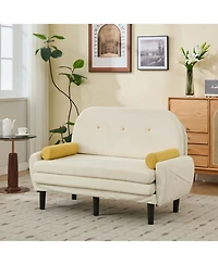 Streamdale Furniture Ivory Corduroy Loveseat Sofa Bed with Storage & Usb