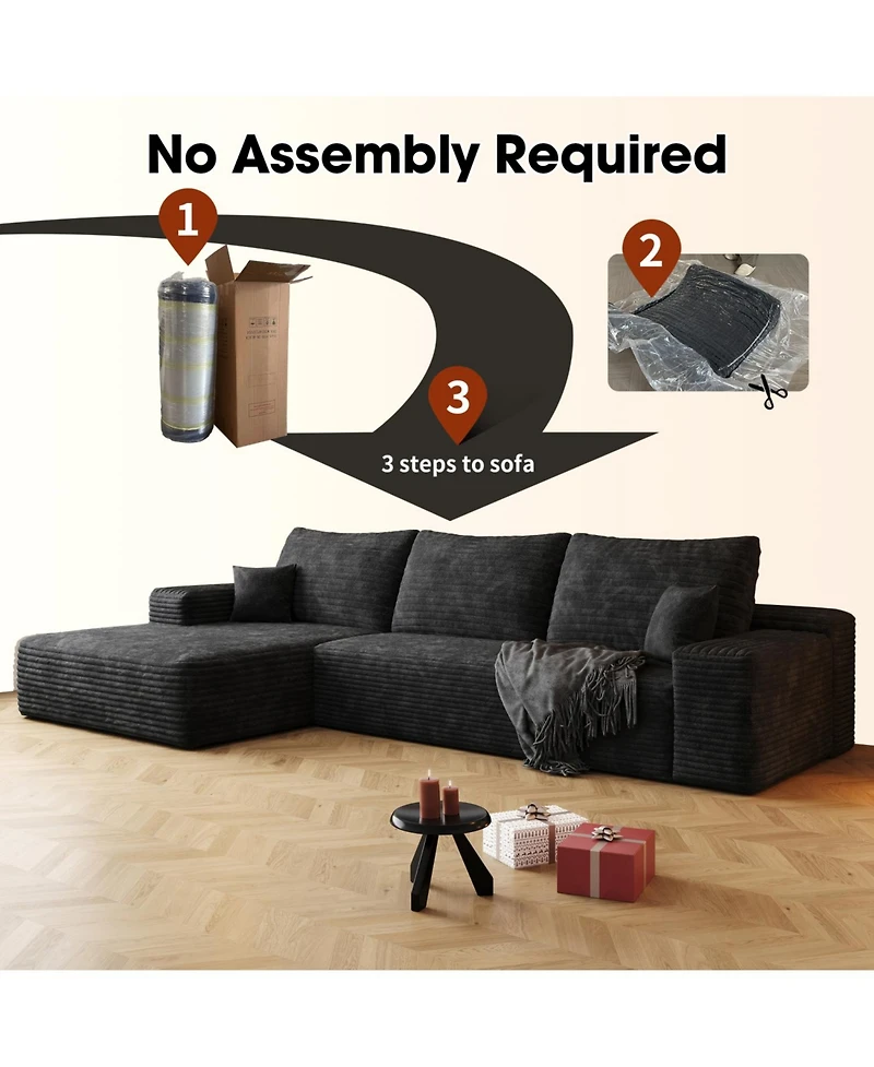 Streamdale 107" Cloud Sectional Sofa with Chaise (Corduroy)