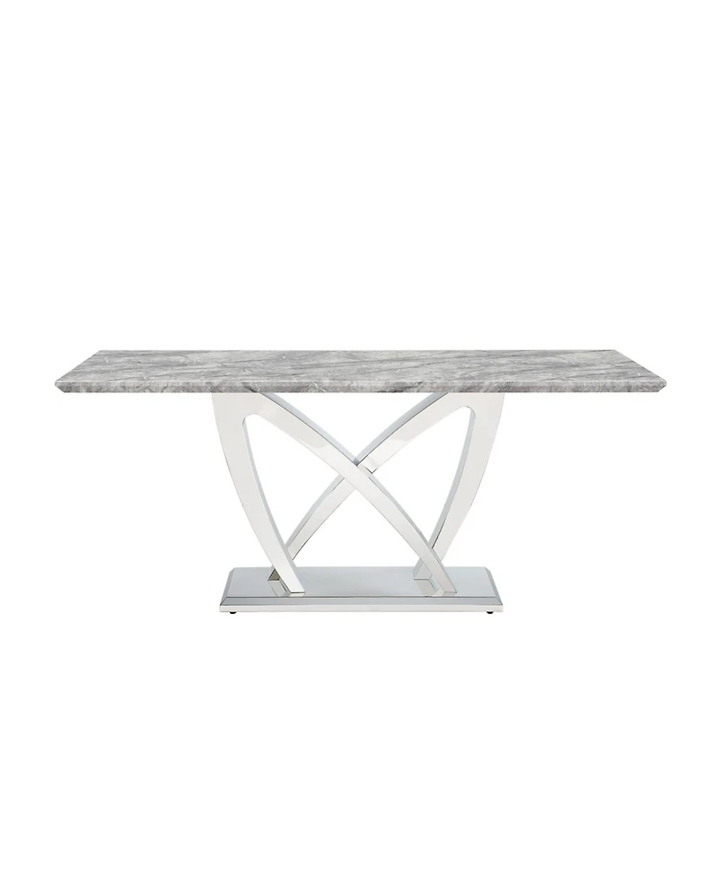 Streamdale Furniture Streamdale 70" Faux Marble Dining Table, Mirrored Base