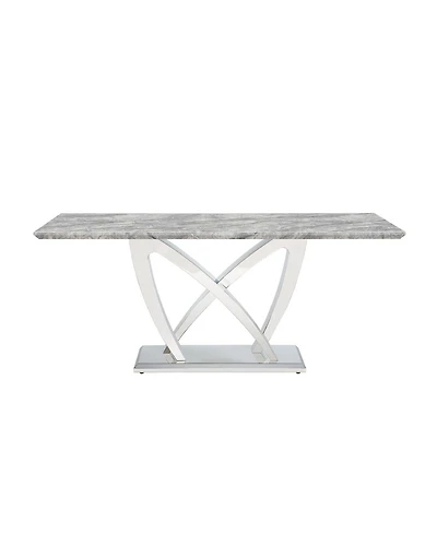 Streamdale Furniture Streamdale 70" Faux Marble Dining Table, Mirrored Base