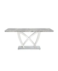 Streamdale Furniture Streamdale 70" Faux Marble Dining Table, Mirrored Base