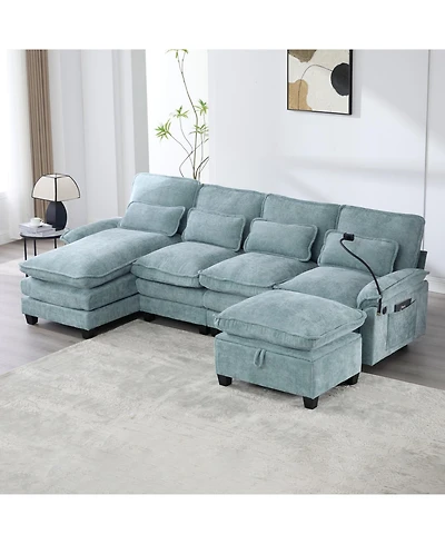 Streamdale Furniture 106" U-Shape Sectional Sofa Cloud Couch, Chenille