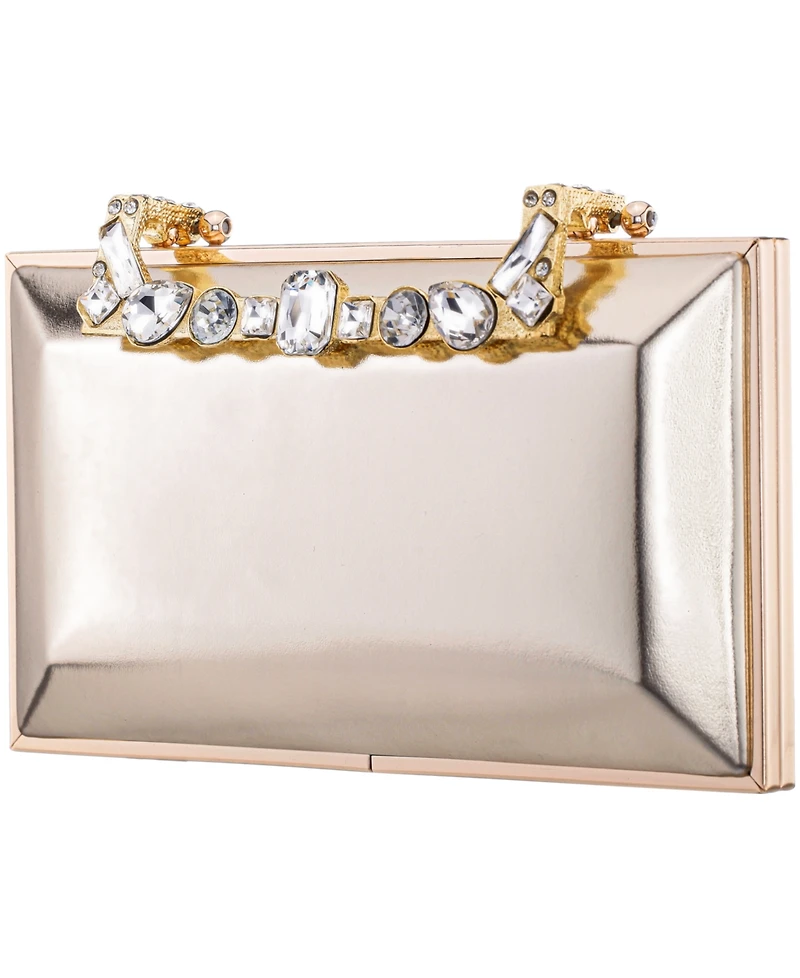 Nina Crystal Handle Lift Lock Clutch