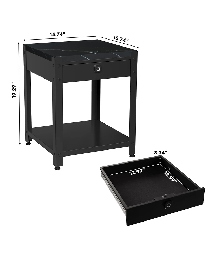Streamdale Furniture Square Double-Layer Coffee Table - Hidden Compartment & Fingerprint Lock