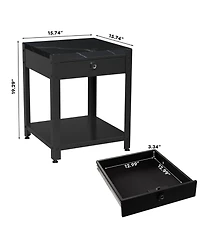 Streamdale Furniture Square Double-Layer Coffee Table - Hidden Compartment & Fingerprint Lock