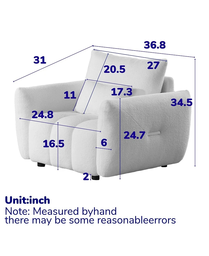 Streamdale Furniture 36.8" Teddy Fabric Sofa - Modern Lounge Chair, Green