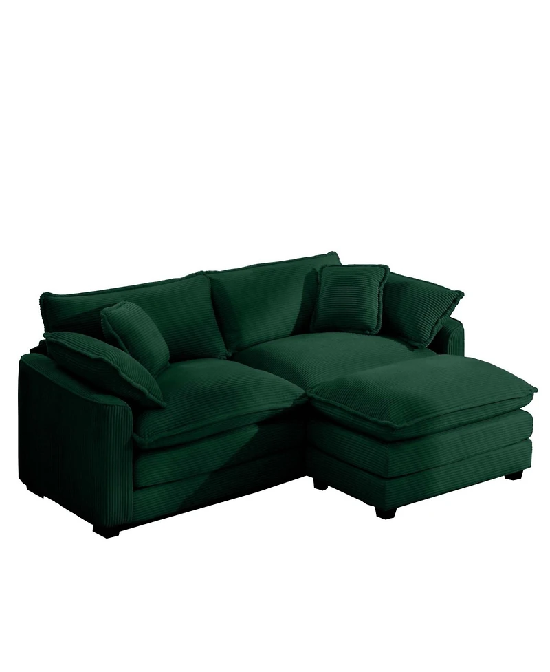 Streamdale Furniture Corduroy Two-Seater Sofa with Ottoman