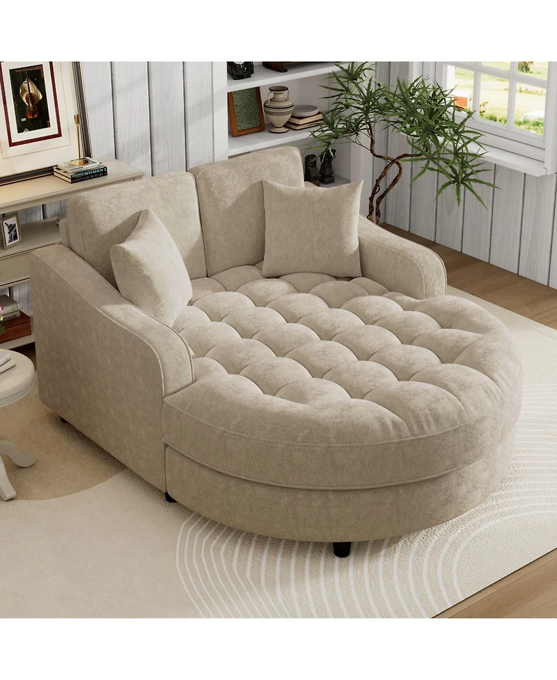 Streamdale Furniture 55" Modern Chaise Lounge Sofa Bed with Tufted Seat