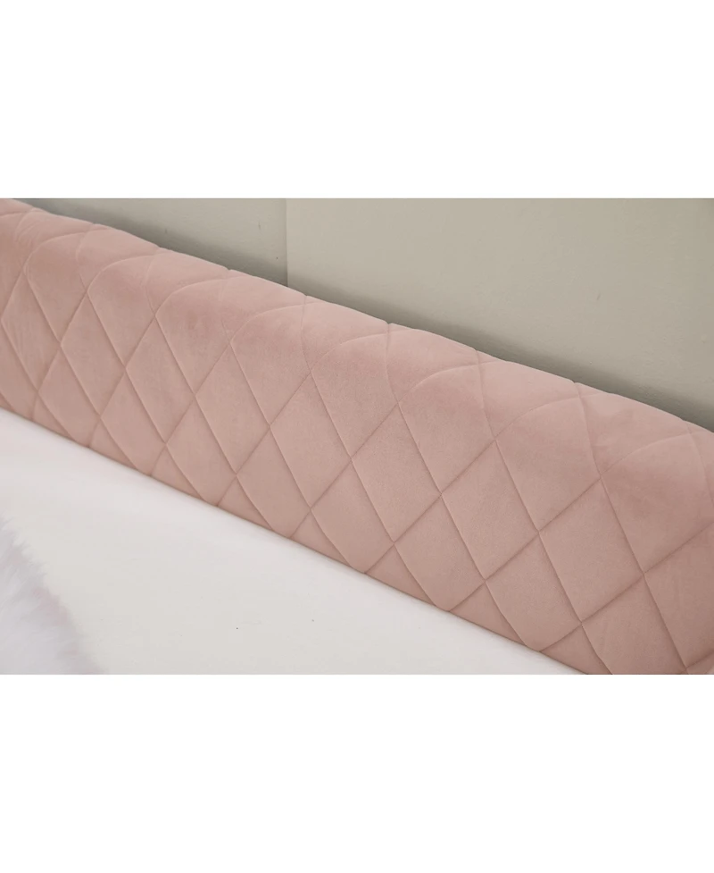 Streamdale Furniture Pink Velvet Daybed - Modern Diamond Design