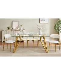 Streamdale Furniture 70.9" Rectangular Glass Dining Table - Gold Legs, Seats 1-8