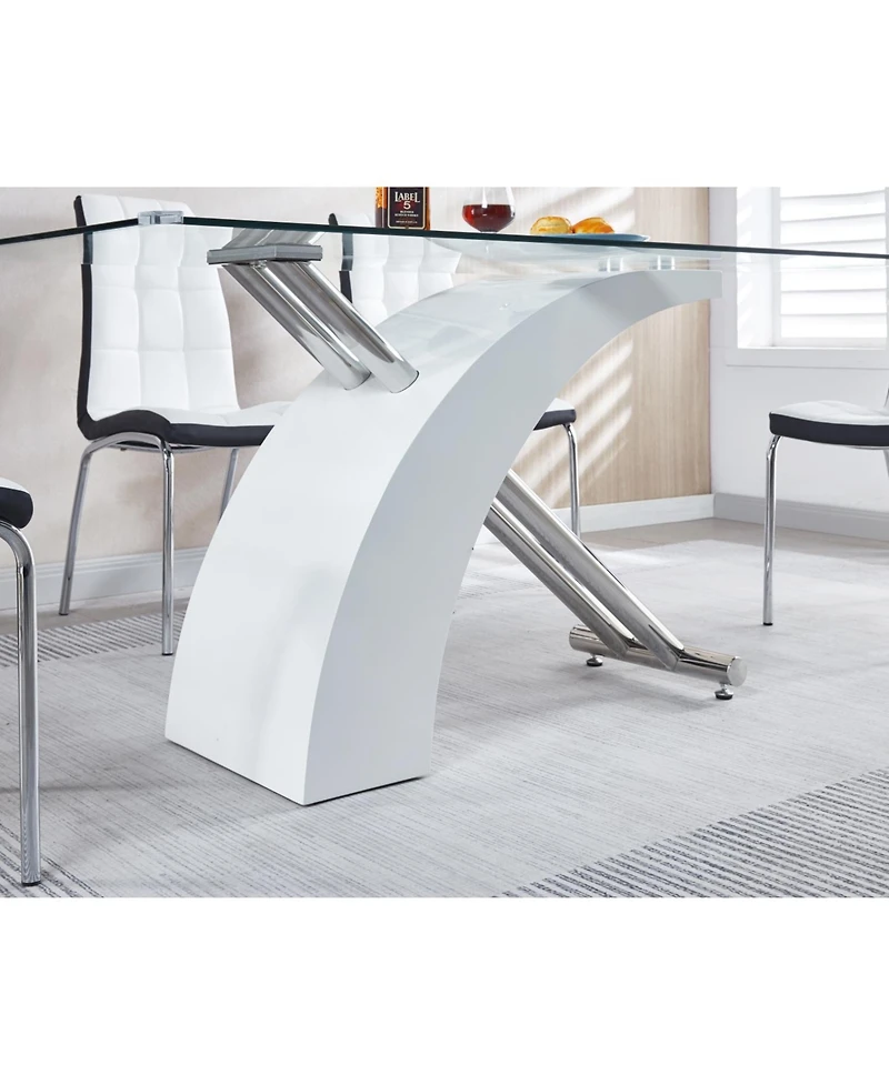 Streamdale Furniture Luxury Glass Top Dining Table - Modern Design