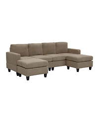 Streamdale Furniture Savannah Modular Corduroy Sectional Sofa with Ottoman