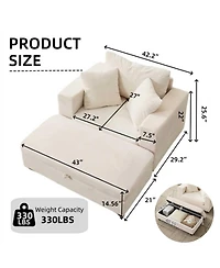 Streamdale Furniture Chaise Lounge with Storage Ottoman & Pillows