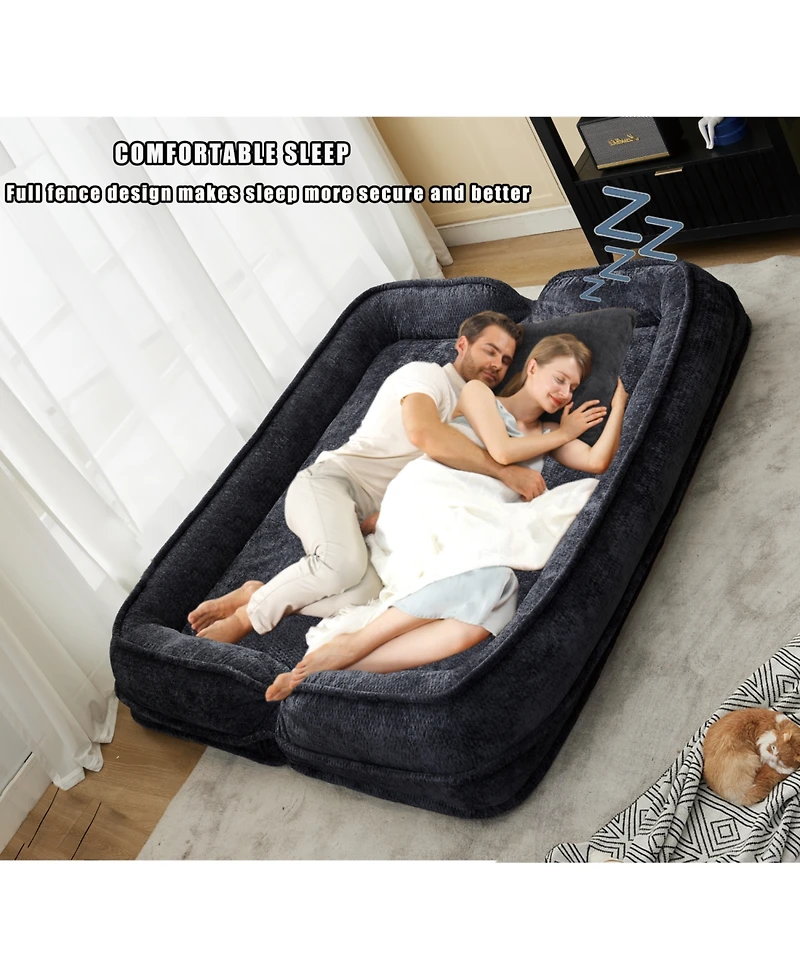 Streamdale Furniture Double Dog Bed Sofa Couch, Extra Large, Adjustable, Chenille Black