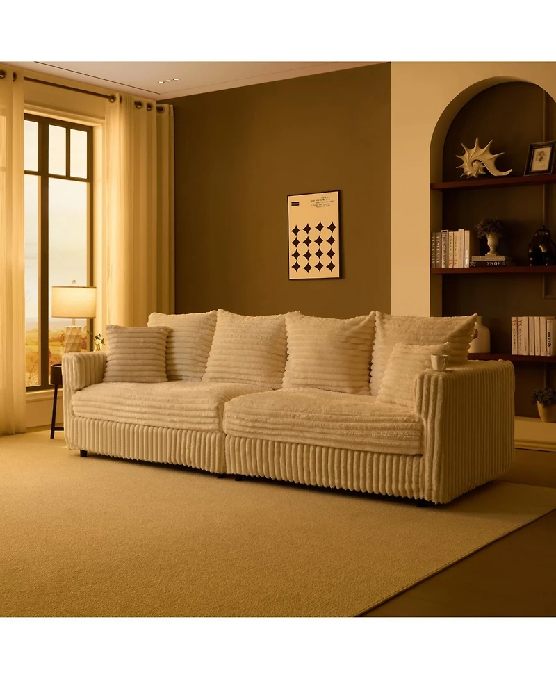 Streamdale Furniture Plush Corduroy 4-Seat Sofa, Modern Comfy Cloud Couch