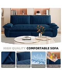 Streamdale Furniture Queen Pull Out Sleeper Sofa Bed - 3-in-1 Convertible Velvet Loveseat, Blue
