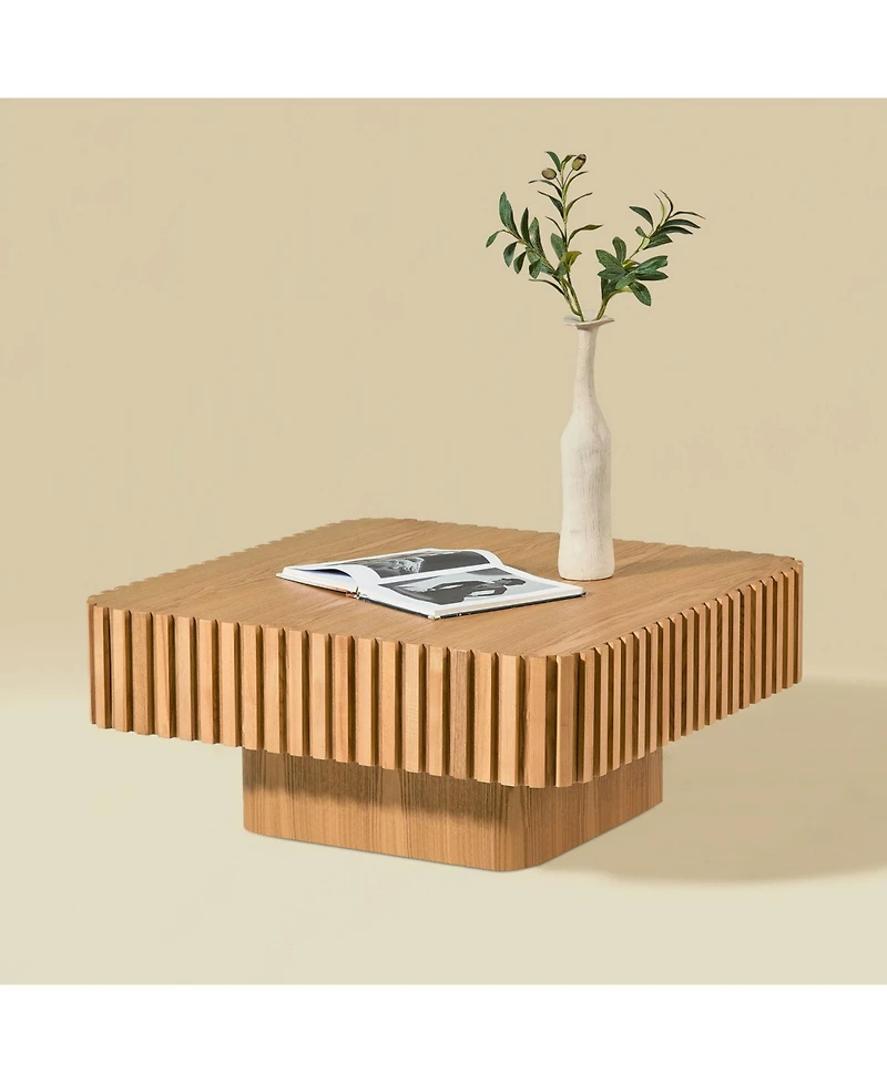 Streamdale Furniture 31.5" Modern Drum Coffee Table - Natural Wood