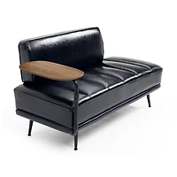 Streamdale Furniture + 55" + Black Faux Leather + Swivel Tray & Metal Legs + Bed Bench
