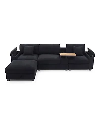 Streamdale Furniture Streamdale Oversized L-Shaped Sectional Sofa with Drop Down Table & Storage Ottoman