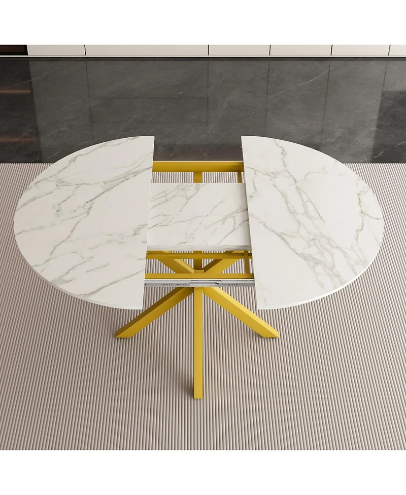 Streamdale Furniture Round Extendable Dining Table, Carbon Steel Base (4-6 Seater)