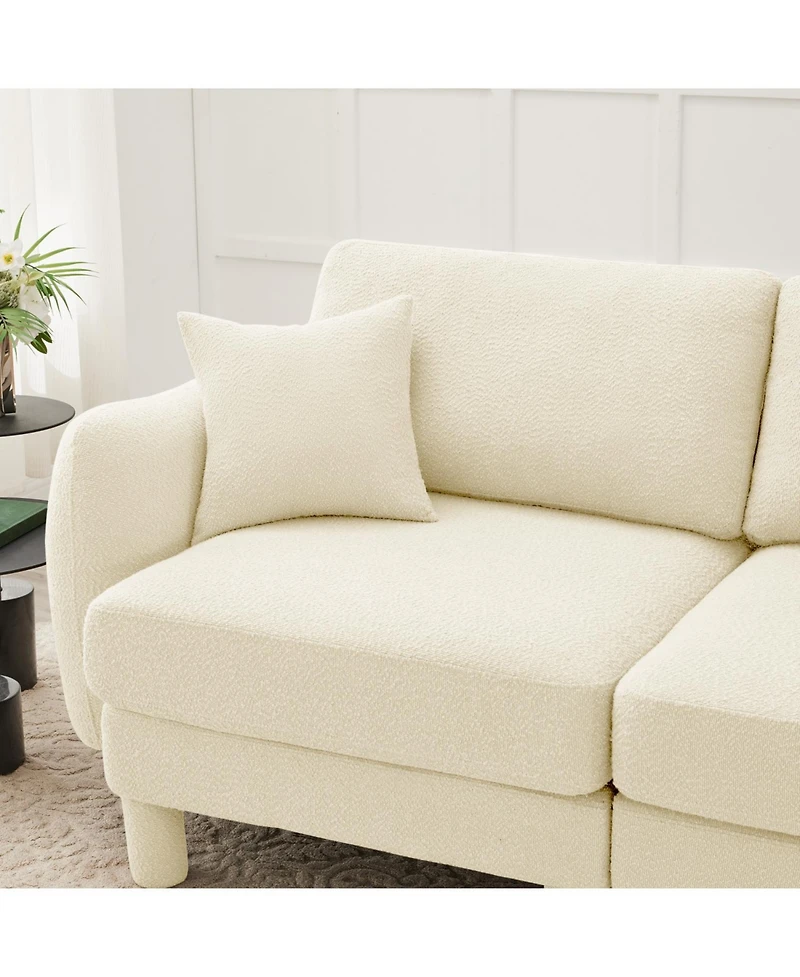Streamdale Furniture Boucle 3-Seater Sofa with Shell Armrests