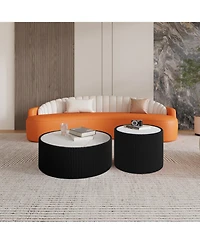 Streamdale Furniture Light Marble Top Leather Coffee Table