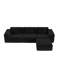 Streamdale Furniture 118" Modular Corduroy Sofa Bed with Ottoman