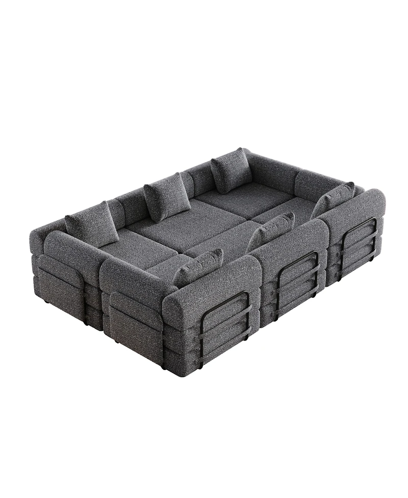 Streamdale Furniture + 6-Seater + Chenille + Convertible with Storage + Sofa Bed