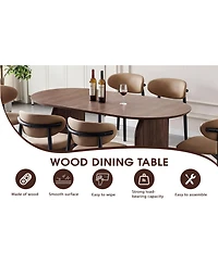 Streamdale Furniture Streamdale Modern Oval Wooden Dining Table - Double Column Design