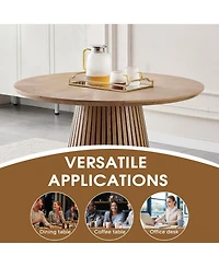 Streamdale Furniture Modern Round Wooden Dining Table - Space Saving