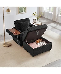 Streamdale Furniture Fluffy Corduroy Lazy Sofa w/ Ottoman