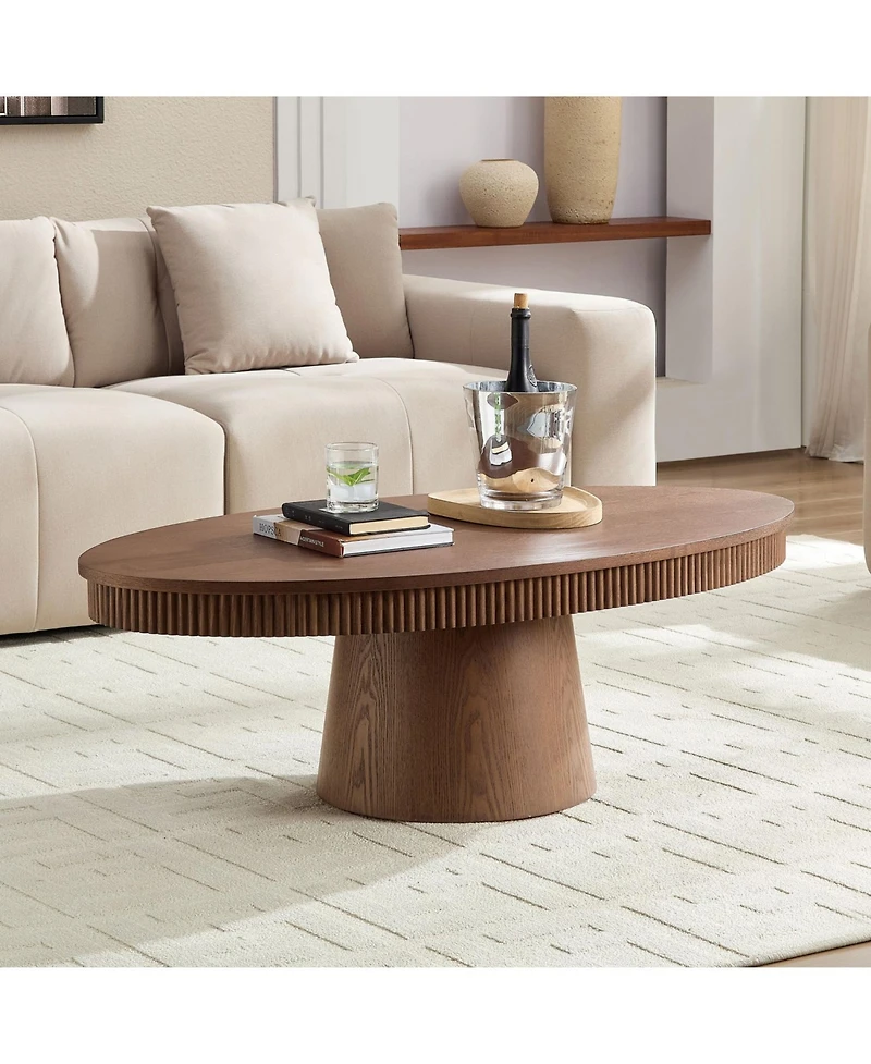 Streamdale Furniture Modern Oval Handcraft Drum Coffee Table