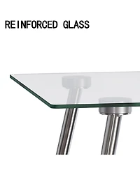 Streamdale Furniture Glass Dining Table with Silver Metal Legs