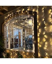 DELight 40x10 Ft Commercial Twinkle Curtain String Light 1920 Led 120V Steel Cable for Event Wedding Party Holiday Decor
