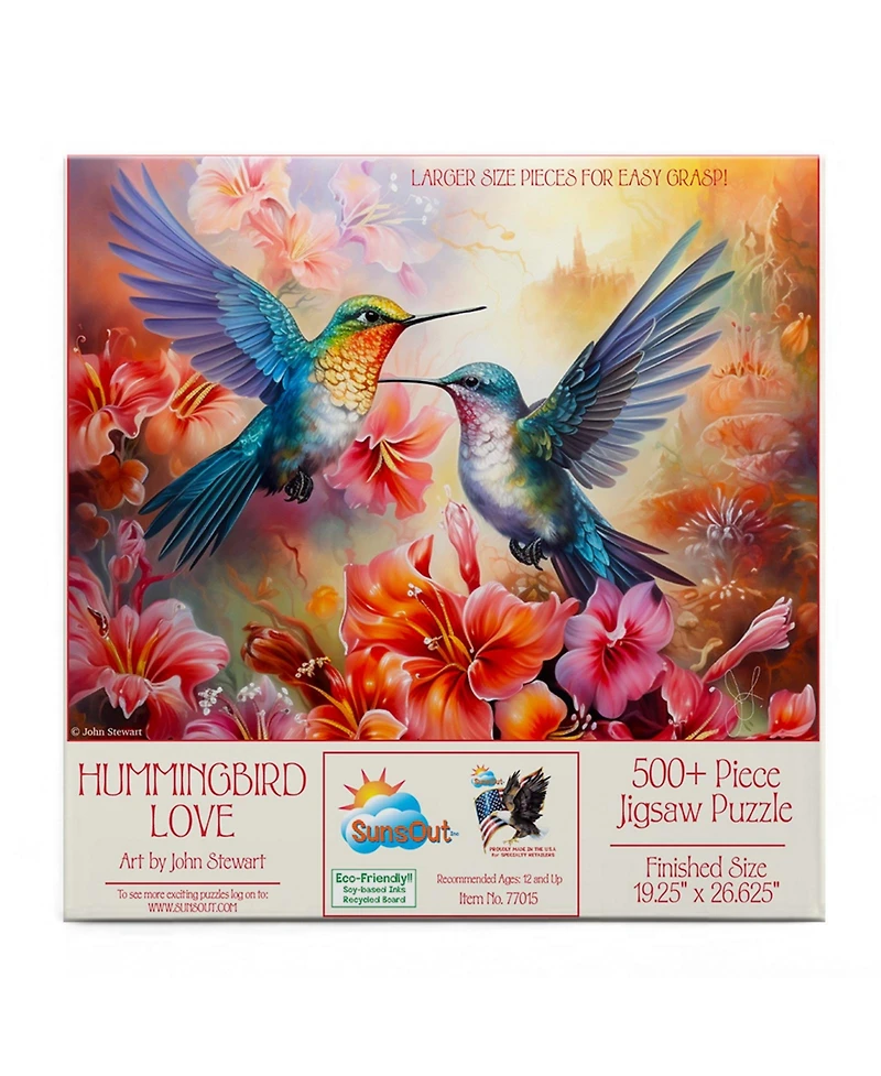 SunsOut Hummingbird Love 500 piece Jigsaw Puzzle for Adults Large Pieces