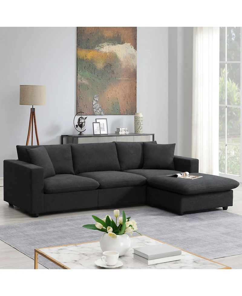 Streamdale Furniture Modern Sectional Sofa, Cloud Couch with Ottoman