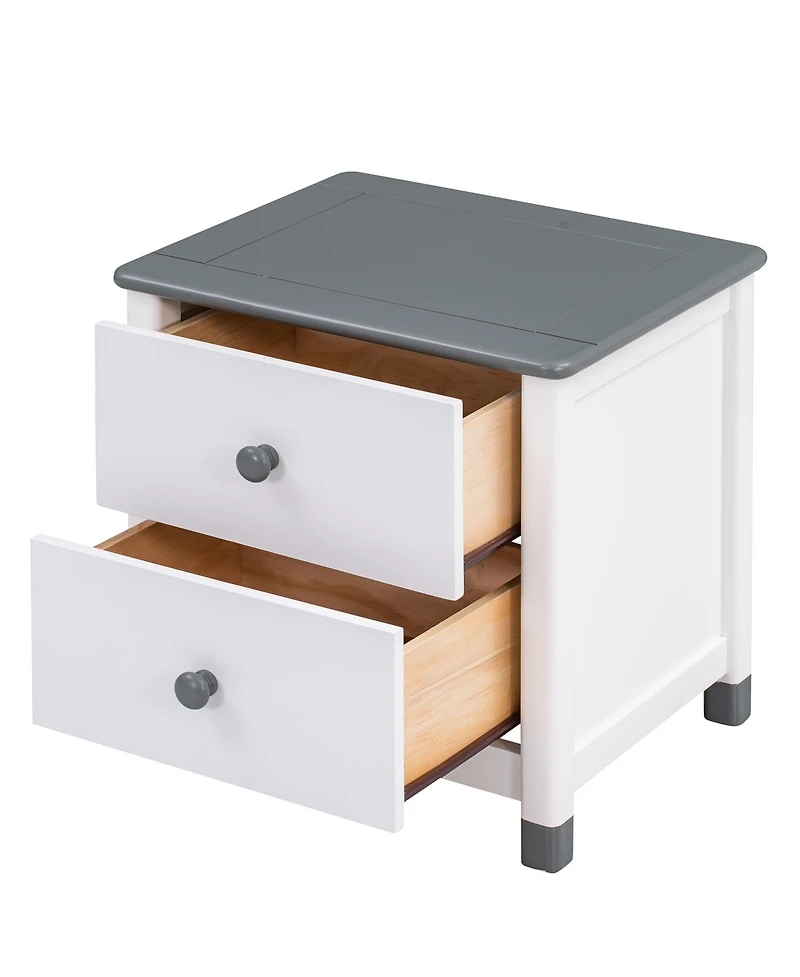 Streamdale Wooden Nightstand with Two Drawers for Kids, End Table for Bedroom