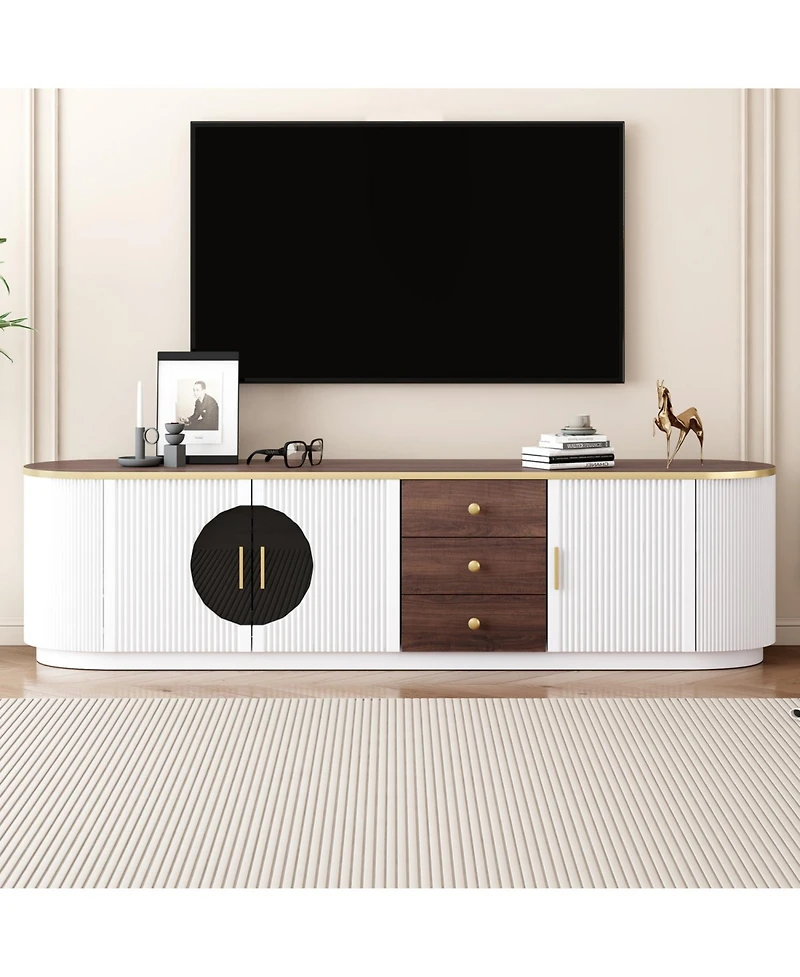 Streamdale Furniture 71" Modern Tv Stand - 3 Drawers, Shelf & Cabinets