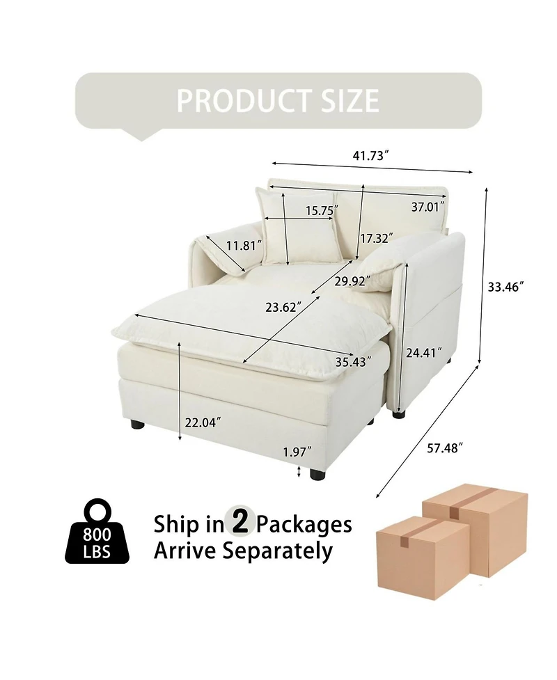 Streamdale Furniture Oversized Recliner Chair with Ottoman - Beige