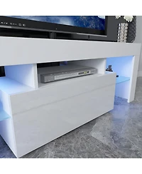 Streamdale Furniture Modern Led Tv Stand with Flip Door and High Gloss Finish