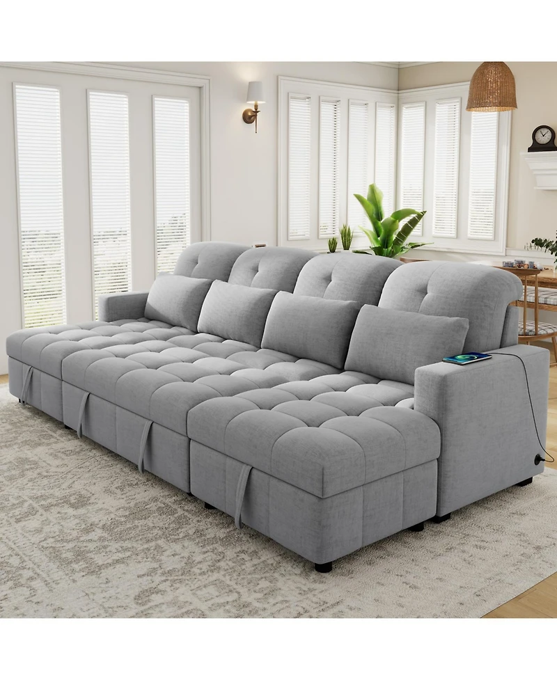 Streamdale Furniture Oversized Sectional Sofa Bed with Storage and Usb Ports
