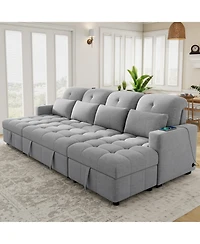 Streamdale Furniture Oversized Sectional Sofa Bed with Storage and Usb Ports