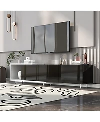 Streamdale Furniture 70.1"-100" Modern Stylish ExtendableTV Stand Tv Cabinet for 80+inch TV, Black+White