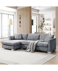 Streamdale Furniture Modern Cloud Sectional Sofa, 4-Seat L-Shaped Couch with Pillows