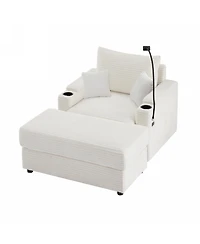 Streamdale Furniture Modern Sofa Couch w/ Ottoman Usb Cup Holders