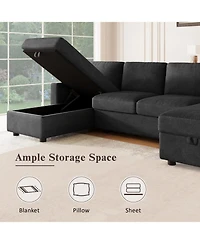 Streamdale Furniture 103.9" U-Shaped Sectional Sofa w/ Storage Chaise & Usb
