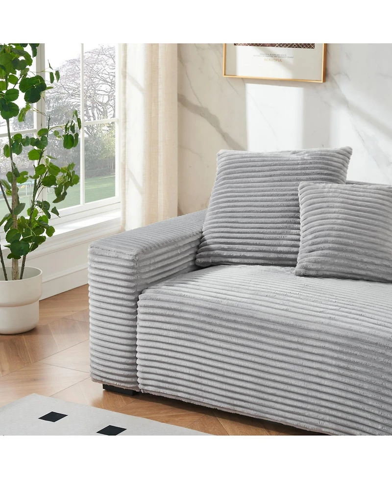 Streamdale Furniture 104" Grey Corduroy 4-Seat Sofa with Pillows